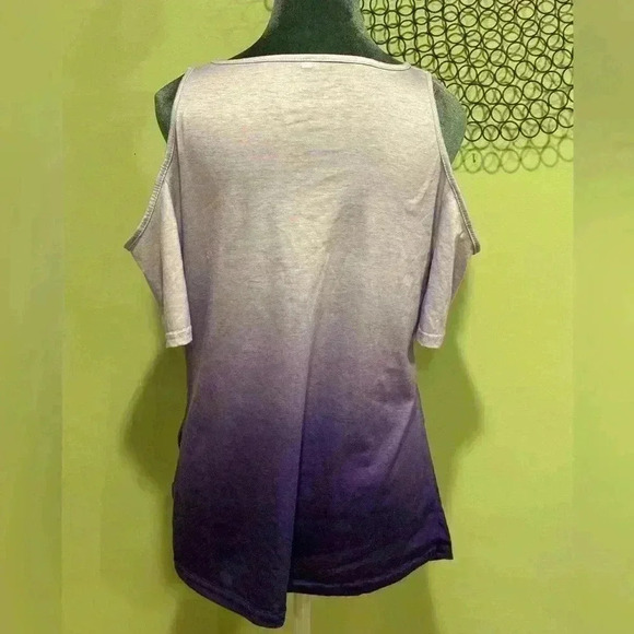 Cold shoulder purple ombré short sleeved shirt with side tie detail - Medium - Picture 3 of 3